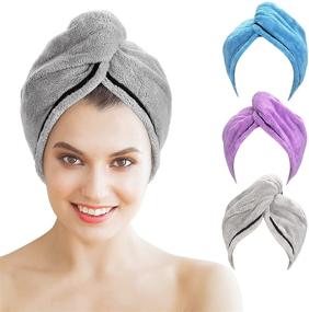 img 4 attached to AmazerBath Microfiber Hair Towel Wrap, Pack of 3 - Super Absorbent Hair Turbans for Women with Wet Hair, No Frizz - 26 x 10 Inches Quick Dry Hair Towels Cap for Drying Curly, Long, and Thick Hair