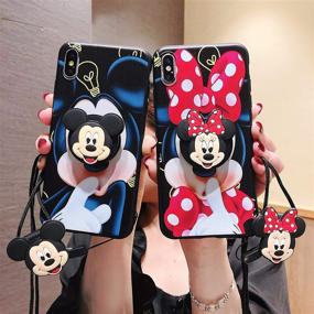 img 1 attached to HikerClub Galaxy Note8 Case - Minnie Mickey Mouse Cartoon Case Soft Silicone TPU Shockproof Case With Phone Holder Stand And Detachable Long Lanyard For Girls Boys (Dark Blue