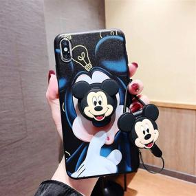 img 2 attached to HikerClub Galaxy Note8 Case - Minnie Mickey Mouse Cartoon Case Soft Silicone TPU Shockproof Case With Phone Holder Stand And Detachable Long Lanyard For Girls Boys (Dark Blue