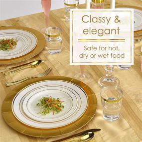 img 2 attached to 🍽️ Silver Spoons Golden Glare Collection: Modern Elegant Disposable Dinnerware Set for Upscale Wedding and Dining - 20 Servings, White/Gold