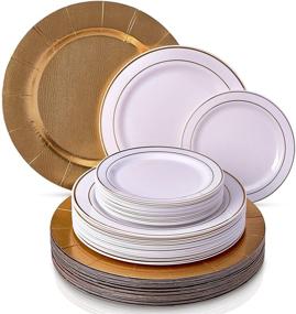 img 4 attached to 🍽️ Silver Spoons Golden Glare Collection: Modern Elegant Disposable Dinnerware Set for Upscale Wedding and Dining - 20 Servings, White/Gold