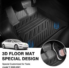 img 3 attached to 🚗 Custom Fit T TGBROS Car Floor Mats for Tesla Model Y 2020-2021 - All-Weather, Non-Slip, Odourless Liners