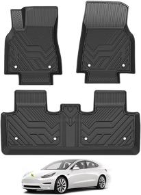 img 4 attached to 🚗 Custom Fit T TGBROS Car Floor Mats for Tesla Model Y 2020-2021 - All-Weather, Non-Slip, Odourless Liners