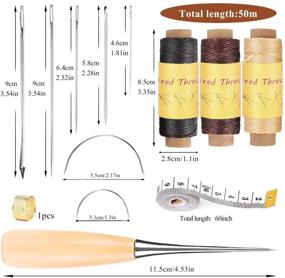 img 3 attached to 🧵 13-Piece Leather Sewing Repair Kit with Waxed Thread, Stitching Needles, Tape Measure, and Sewing Awl - Ideal for Leather DIY Stitching, Repair, and Sewing Projects