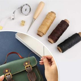 img 2 attached to 🧵 13-Piece Leather Sewing Repair Kit with Waxed Thread, Stitching Needles, Tape Measure, and Sewing Awl - Ideal for Leather DIY Stitching, Repair, and Sewing Projects