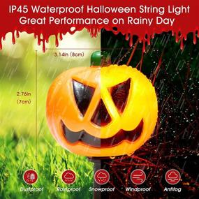 img 1 attached to 🎃 Outdoor Halloween Decorations: 3D Lighted Pumpkin String Lights - 7.8 FT, Battery Operated Pathway Lights with 4 LED Pumpkins, Waterproof Jack-O-Lantern Yard Stakes for Spooky Outdoor Halloween Décor