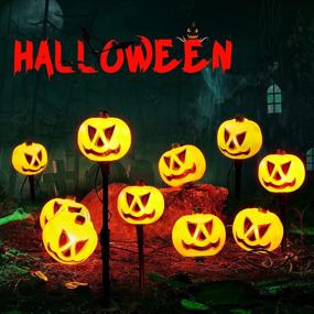 img 3 attached to 🎃 Outdoor Halloween Decorations: 3D Lighted Pumpkin String Lights - 7.8 FT, Battery Operated Pathway Lights with 4 LED Pumpkins, Waterproof Jack-O-Lantern Yard Stakes for Spooky Outdoor Halloween Décor