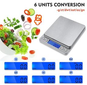 img 3 attached to 🥄 High-Precision Sensor Digital Kitchen Food Scale - 0.1g Precision, 0.1g/3kg, Stainless Steel LCD Display (AAA Battery, Silver)