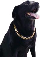 🐶 stylish pp color gold chain dog collar-3/4 width cuban link dog necklace: perfect fashion pet collar for pit bulldog, lightweight metal jewelry chain puppy accessories 23&#34; logo