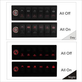 img 1 attached to 🚗 Apollointech Верхний панельный блок с 6-переключателями: красный подсветка со стеком и реле для Jeep Wrangler JK JKU 2007-2018