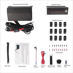 img 3 attached to 🚗 Apollointech Верхний панельный блок с 6-переключателями: красный подсветка со стеком и реле для Jeep Wrangler JK JKU 2007-2018