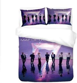 img 2 attached to 🛏️ Premium Kpop BTS Duvet Cover Set: Map of The Soul Bedding in Ultra Soft Quilted Design - Queen Size Comforter Cover with 2 Pillow Shams