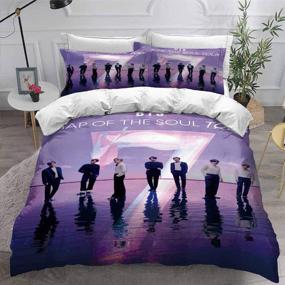 img 4 attached to 🛏️ Premium Kpop BTS Duvet Cover Set: Map of The Soul Bedding in Ultra Soft Quilted Design - Queen Size Comforter Cover with 2 Pillow Shams