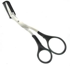 img 1 attached to Professional Precision Trimmer Eyebrow Shear Scissors: Hair Remover for Men with Comb and Finger Grips