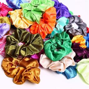 img 2 attached to 🎀 ZZICEN Silk Scrunchies - 46 красивых цветов для женщин и девочек - резинки для волос, ободки