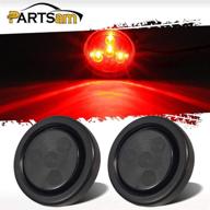 🚛 partsam 2pcs 2 inch round red led side marker and clearance lights with smoke lens for trailer truck, submersible - includes grommet and pigtails - 12v sealed led trailer lights logo