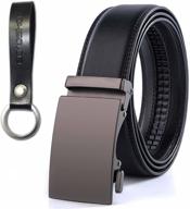 👞 premium leather ratchet belt: stylish & adjustable men's casual accessory logo