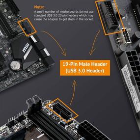 img 2 attached to 🖥️ Rivo Computer Mainboard USB 3.0 to 3.1 Type-C Front Panel Header Type-E Adapter 20-pin to 19-pin Expansion Card (Header-90°) for Improved SEO