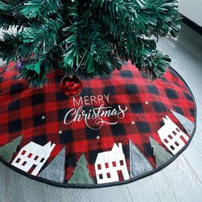 img 4 attached to 🎄 Add Festive Charm to Your Christmas Tree with Juegoal 48 Inch Soft Red and Black Plaid Christmas Tree Skirt - Perfect Xmas Party Home Decor