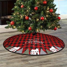 img 3 attached to 🎄 Add Festive Charm to Your Christmas Tree with Juegoal 48 Inch Soft Red and Black Plaid Christmas Tree Skirt - Perfect Xmas Party Home Decor