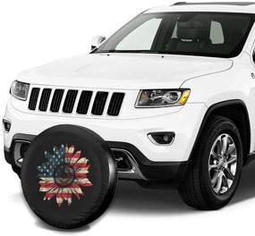 img 1 attached to 🌻 Foruidea America Sunflower Flag 4th July Patriotic Spare Tire Cover – Waterproof and Dust-Proof UV Sun Wheel Tire Cover, Ideal for Jeep, Trailer, RV, SUV, and Various Vehicles – 14 Inch