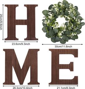 img 3 attached to 🏡 Rustic Farmhouse Wooden Home Sign Wall Decor with Artificial Eucalyptus Wreath - Perfect for Wall Living Room Ambiance