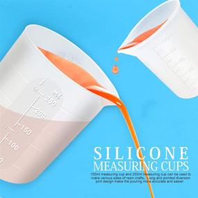 img 2 attached to 🔬 LEOBRO Silicone Measuring Cups for Resin - 1Pcs 250ml Graduated Mixing Cups, 2Pcs 100ml Epoxy Resin Cups with Spoons, Finger Cot, and Tweezers - Perfect for Silicone Molds and Resin Casting