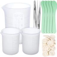 🔬 leobro silicone measuring cups for resin - 1pcs 250ml graduated mixing cups, 2pcs 100ml epoxy resin cups with spoons, finger cot, and tweezers - perfect for silicone molds and resin casting logo