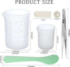 img 3 attached to 🔬 LEOBRO Silicone Measuring Cups for Resin - 1Pcs 250ml Graduated Mixing Cups, 2Pcs 100ml Epoxy Resin Cups with Spoons, Finger Cot, and Tweezers - Perfect for Silicone Molds and Resin Casting