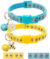 🐱 expawlorer cat collar set - 2 adorable bee & ladybird patterned adjustable breakaway collars with bell logo