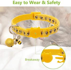 img 2 attached to 🐱 EXPAWLORER Cat Collar Set - 2 Adorable Bee & Ladybird Patterned Adjustable Breakaway Collars with Bell