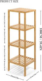 img 3 attached to 📚 HYNAWIN 4-Tier Bamboo Bathroom Shelf Tower - Free Standing Storage Organizer Unit with Multifunctional Bookshelf & Plant Stand - Adjustable Utility Shelf Ideal for Laundry, Pantry, Kitchen, and Narrow Spaces