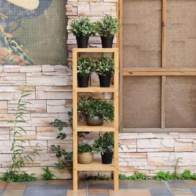 img 1 attached to 📚 HYNAWIN 4-Tier Bamboo Bathroom Shelf Tower - Free Standing Storage Organizer Unit with Multifunctional Bookshelf & Plant Stand - Adjustable Utility Shelf Ideal for Laundry, Pantry, Kitchen, and Narrow Spaces