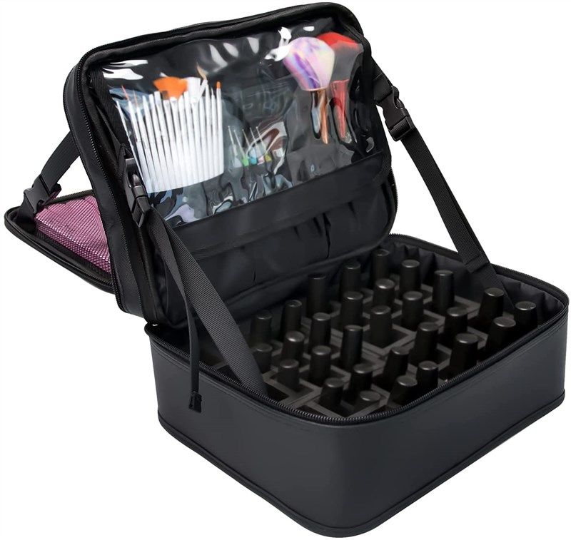 💅 ethereal nail polish organizer case: double layer storage bag for 30 bottles and nail drill, portable manicure set holder logo