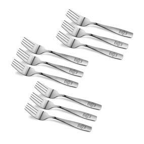 img 4 attached to 🍴 9-Piece Stainless Steel Kids Forks Set - Child and Toddler Safe Flatware for Home and Preschools, Includes Kids Cutlery and Utensils