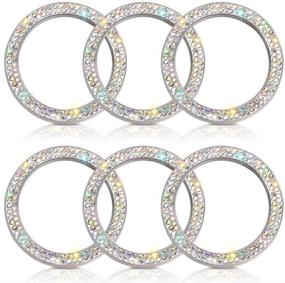 img 4 attached to Повысьте стиль вашего автомобиля с наклейкой-емблемой Otostar 6Pcs Bling Car Ring: украшение кристальными страсами для кнопок запуска двигателя, придающее автомобилю блеск