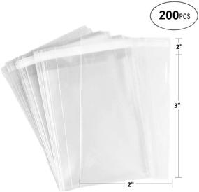 img 3 attached to 🎁 200-Pack Clear Resealable Cellophane Bags - Thick 2 MIL Glossy Self-Seal Cello Bags for Gifts, Food, Soap, Candles & Bakery Goods (2"x 3" - 200 Pack)