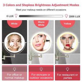 img 2 attached to O’Vantage 8 Inch Wall Mount Makeup Mirror with High Configuration, 10x Magnification, 54 Pcs Medical-Grade Led Lights, Adjustable Light Touch Button, 3 Colors Mode, Nickel Finish