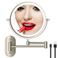 o’vantage 8 inch wall mount makeup mirror with high configuration, 10x magnification, 54 pcs medical-grade led lights, adjustable light touch button, 3 colors mode, nickel finish logo