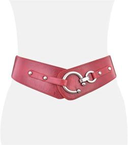 img 4 attached to 👗 Talleffort Retro Women Wide Elastic Stretch Waist Belt - Fashionable and Cute Leather Belts for Women