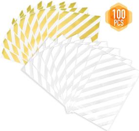 img 2 attached to 🍬 100 PCS Gusseted Cellophane Bags - 2 Colors (Size 5"x8"x1.5") with Twist Ties | Best Gusset Bags for Treats, Candy, Gifts | Party, Popcorn, Food Safe Material