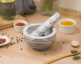 img 1 attached to 🔨 HIC Mortar and Pestle Spice Herb Grinder Pill Crusher Set, Genuine Carrara Marble, 4" x 2.5