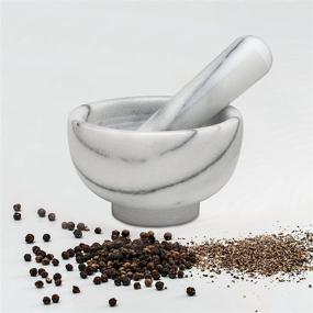 img 3 attached to 🔨 HIC Mortar and Pestle Spice Herb Grinder Pill Crusher Set, Genuine Carrara Marble, 4" x 2.5