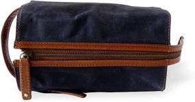 img 1 attached to 🦆 Duckworthy Waterproof Dopp Kit - Handcrafted Waxed Canvas & Full Grain Leather - Large Travel Toiletry Bag - Shaving Kit Organizer with Full View - Navy Blue