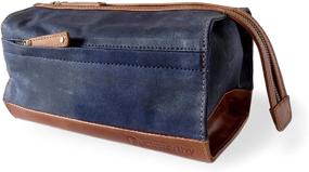 img 3 attached to 🦆 Duckworthy Waterproof Dopp Kit - Handcrafted Waxed Canvas & Full Grain Leather - Large Travel Toiletry Bag - Shaving Kit Organizer with Full View - Navy Blue