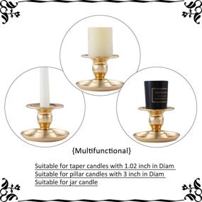 img 3 attached to Vincidern Gold Iron Taper Candle Holders for Table, Candlestick Holders Candlelight Stand Set of 2 - Ideal for Halloween, Christmas, Dining Room, Home Decoration - Fits Pillar Candles and Taper Candles