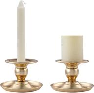 vincidern gold iron taper candle holders for table, candlestick holders candlelight stand set of 2 - ideal for halloween, christmas, dining room, home decoration - fits pillar candles and taper candles logo