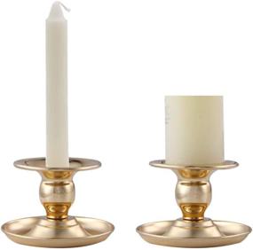 img 4 attached to Vincidern Gold Iron Taper Candle Holders for Table, Candlestick Holders Candlelight Stand Set of 2 - Ideal for Halloween, Christmas, Dining Room, Home Decoration - Fits Pillar Candles and Taper Candles
