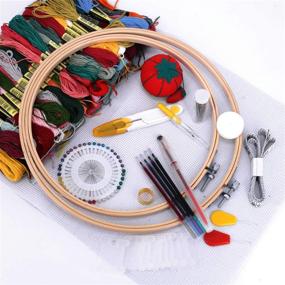 img 2 attached to 🧵 Embroidery Starter Kit - Complete Embroidery Set with 100 Assorted Color Threads, Instructions, 5 Bamboo Embroidery Hoops, Circular Storage Bag, and Cross Stitch Tools - Ideal for Adult and Kid Beginners