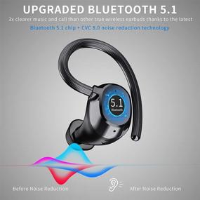 img 3 attached to 🎧 Беспроводные наушники Bluetooth 5.1, спортивные наушники с шумоподавлением и микрофоном, защищённые от воды IP7, 48 часов глубоких басов, гарнитура с крючками для бега и тренировок - Новинка 2021